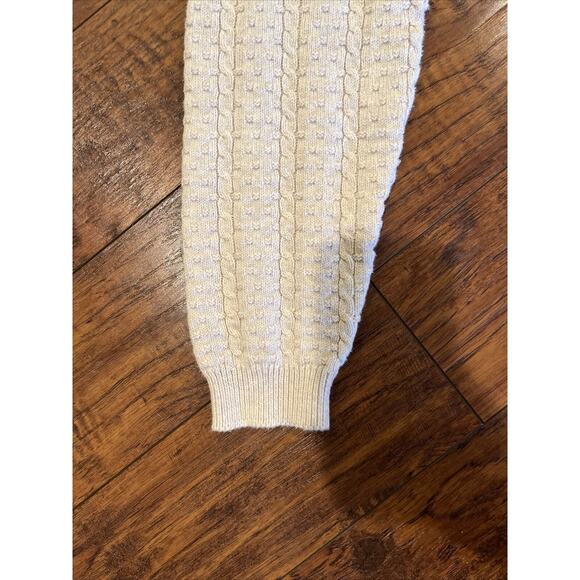 Talbots Women’s Light Beige Cotton Sweater Cable Knit Edge Ribbed Size Large - Picture 2 of 8
